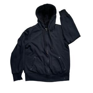 GREEN TEA Black Sherpa Lined Zip Up Hoodie Jacket Sz Medium